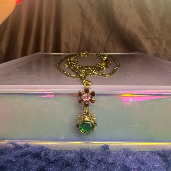 Betsey Johnson Layered Beetle Necklace with floral charms - Picture 7 of 10